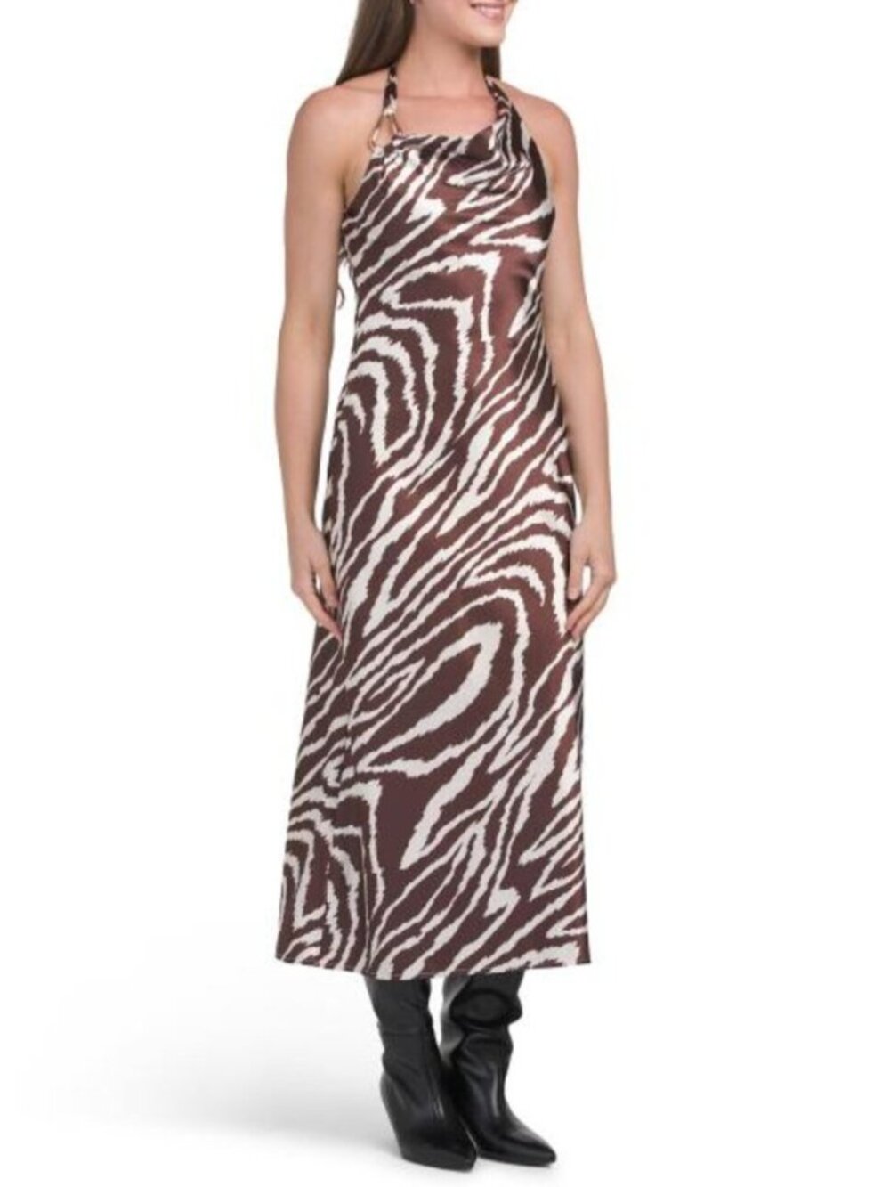 THIRTY THIRTY Satin Halter Dress With Buckle